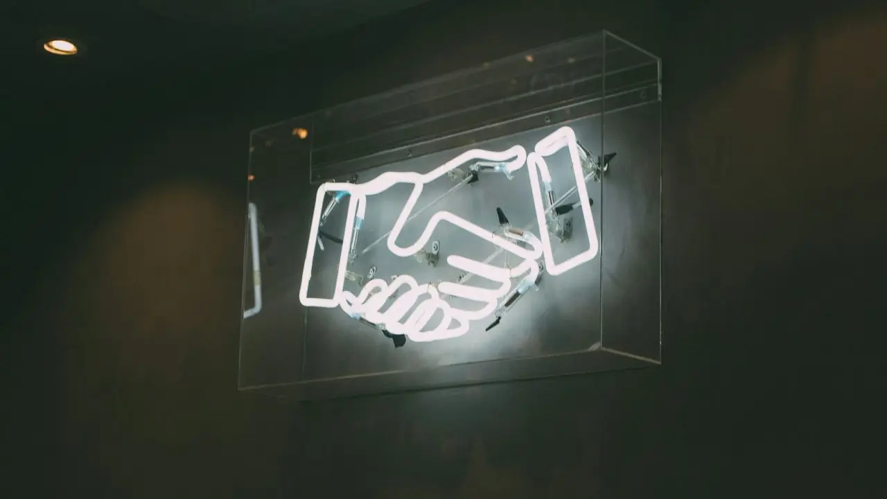 human hand neon signage