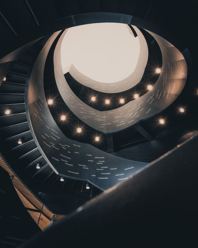 lighted spiral staircase